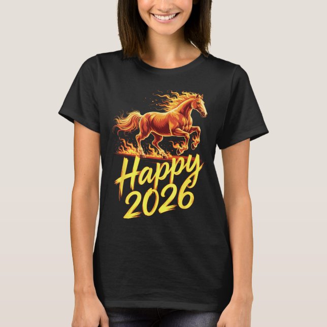 Camiseta Happy 2026 Year Of The Horse Chinese Zodiac New Ye (Anverso)