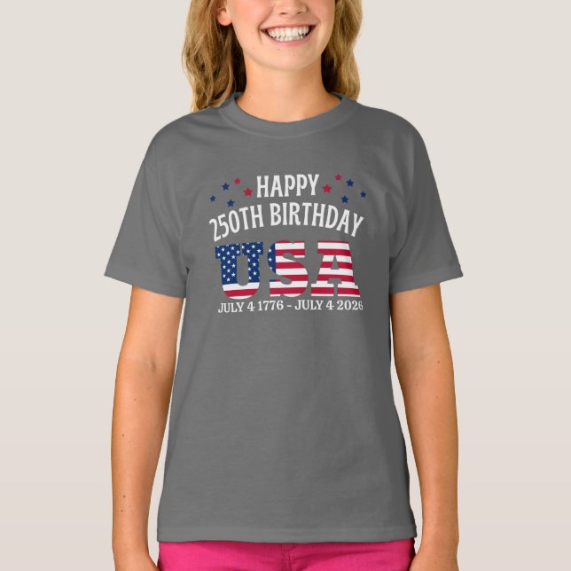 Camiseta Happy 250th birthday USA (Anverso)