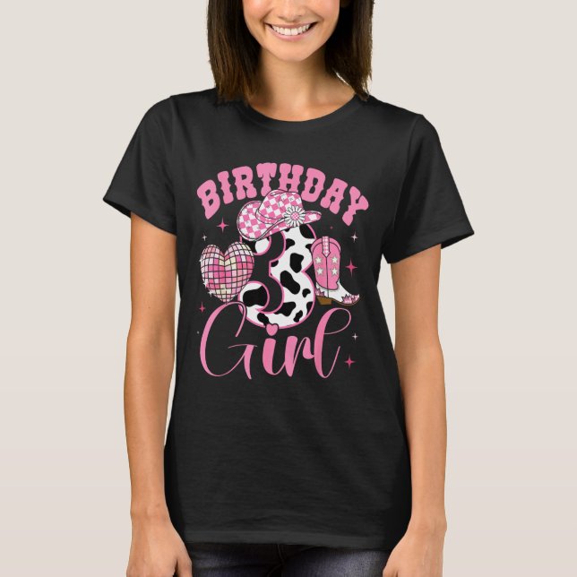 Camiseta Happy 3rd Birthday Girl Outfit Rodeo Western Cowgi (Anverso)