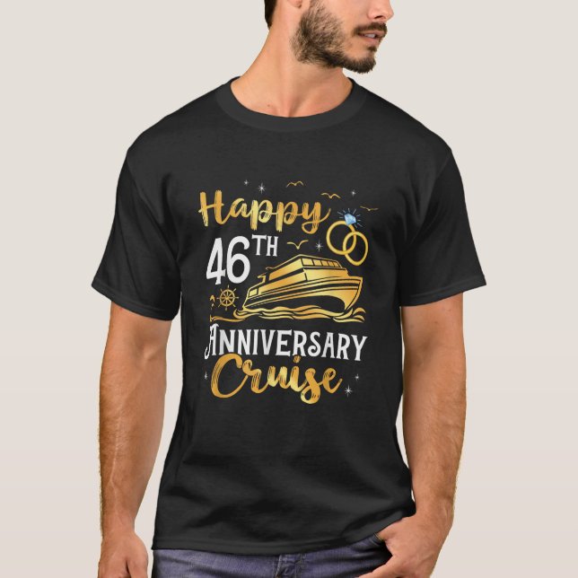 Camiseta Happy 46th Anniversary Cruise Golden Wedding Trip  (Anverso)