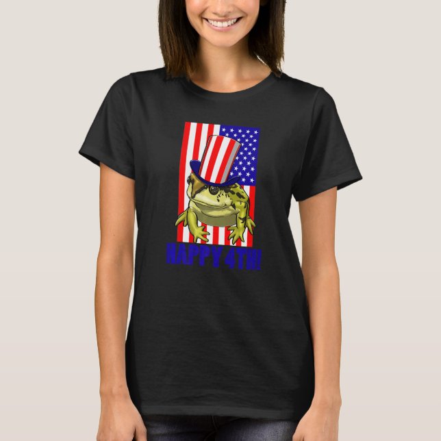Camiseta Happy 4Th American Flag Frog  Women Frog Love  1 (Anverso)