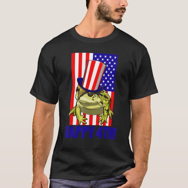 Camiseta Happy 4Th American Flag Frog  Women Frog Love 2 (Anverso)