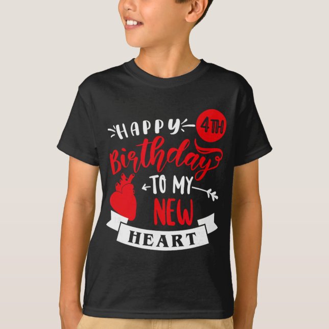 Camiseta Happy 4th Birthday To My New Heart, Transplant Ann (Anverso)
