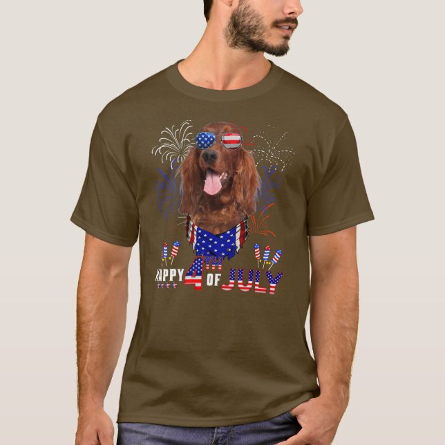 Camiseta Happy 4th Of July American Flag Irish Setter (Anverso)