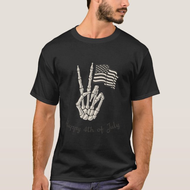 Camiseta Happy 4Th Of July American Flag Peace Sign (Anverso)