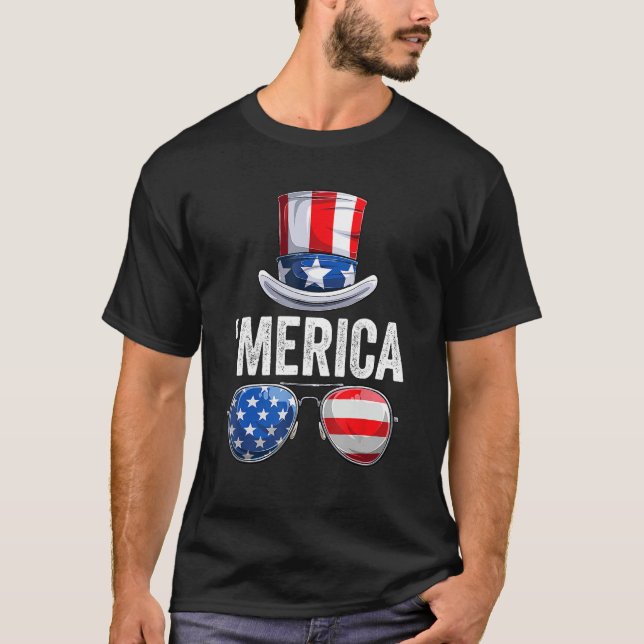 Camiseta Happy 4th Of July American Patriotic US Flag Meric (Anverso)