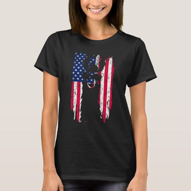 Camiseta Happy 4th Of July American USA Flag Llama Alpaca S (Anverso)