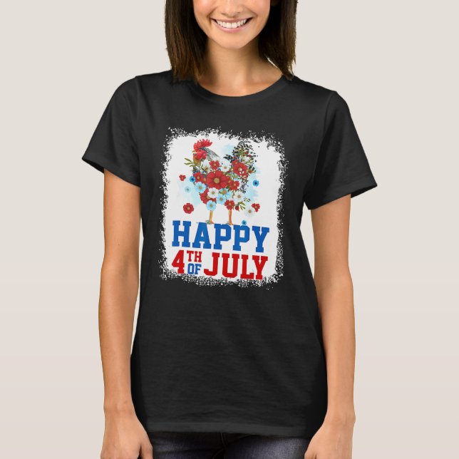 Camiseta Happy 4th Of July Chicken Farmer Flower Bleached W (Anverso)