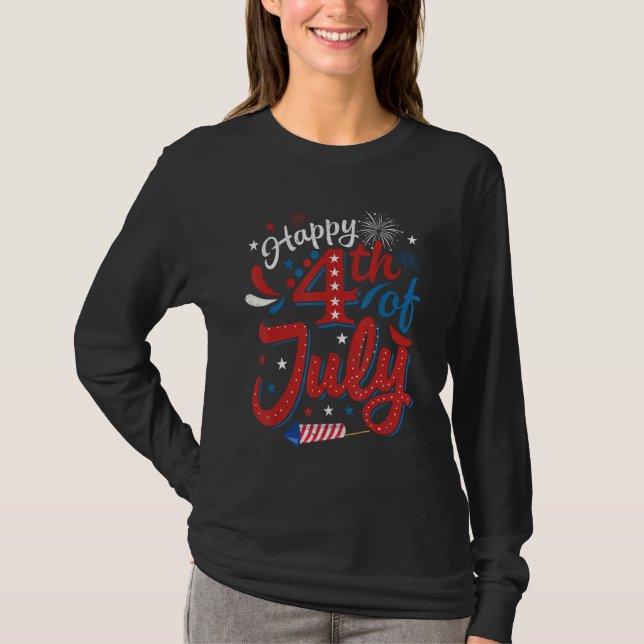 Camiseta Happy 4th Of July Cool Independence Day Patriotic  (Anverso)