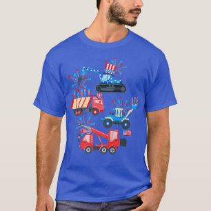 Camiseta Happy 4th Of July Crane Truck Construction Toddler