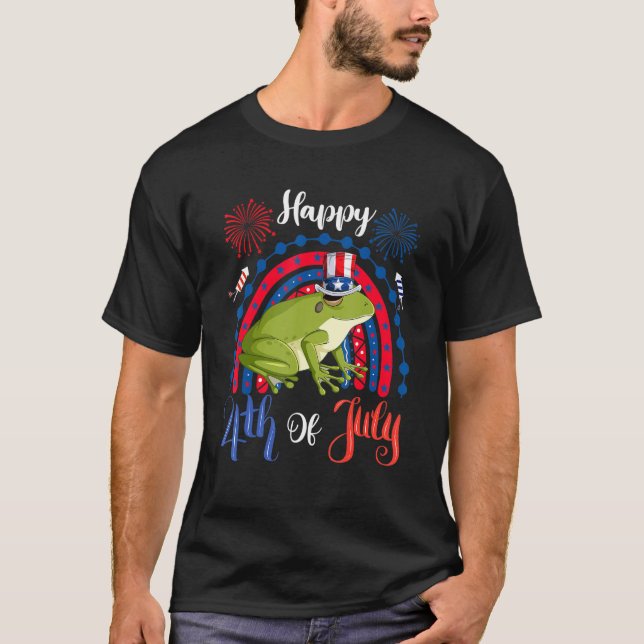 Camiseta Happy 4th Of July Frog Sunglasses American Flag Fi (Anverso)