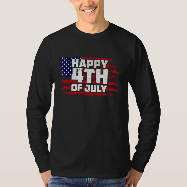 Camiseta Happy 4th of July Patriotic American Independence  (Anverso)