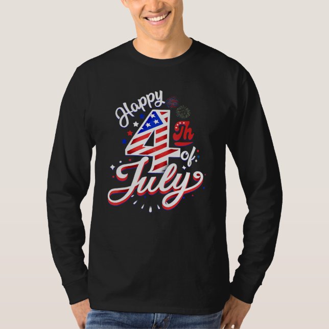 Camiseta Happy 4th Of July Patriotic American US Flag 4th O (Anverso)