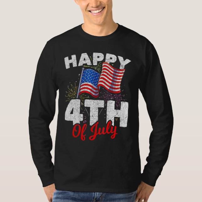 Camiseta Happy 4th Of July Patriotic American US Flag 4th O (Anverso)