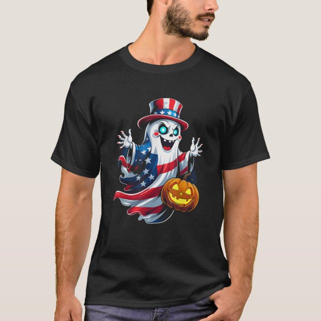 Camiseta Happy 4th Of July Patriotic Halloween Funny Men Wo (Anverso)