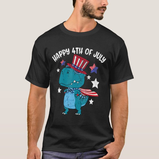 Camiseta Happy 4th Of July Rex Dino Dinosaur (Anverso)