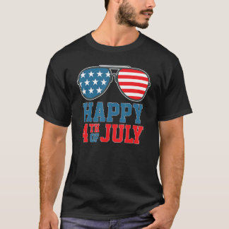 Camiseta Happy 4th Of July Sunglasses USA Flag Patriotic Me