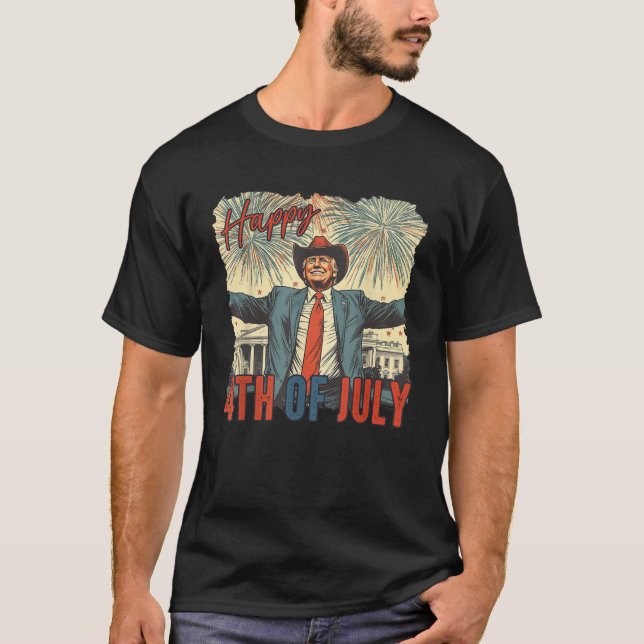 Camiseta Happy 4th Of July Trump Independence Day  (Anverso)