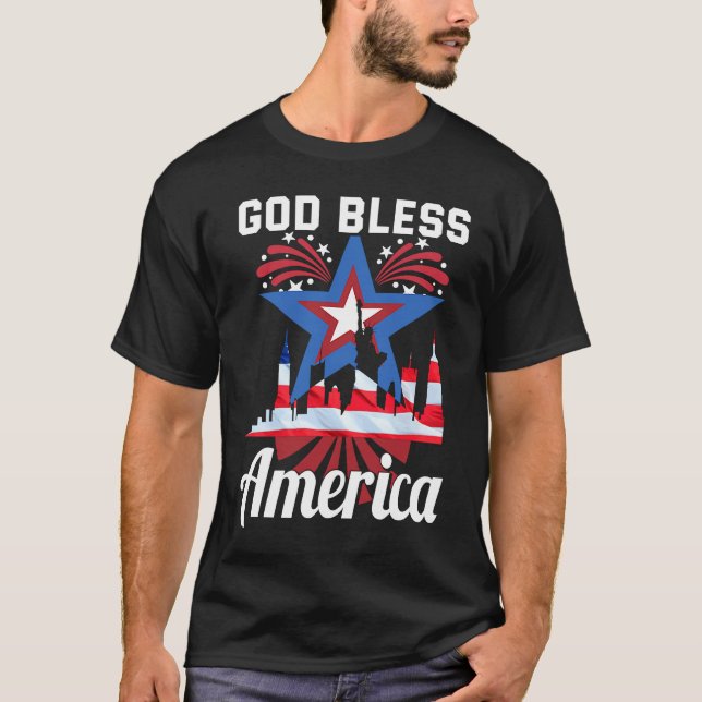 Camiseta Happy 4th Of July USA saying god bless america (Anverso)