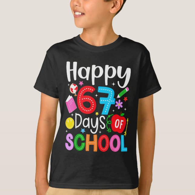 Camiseta Happy 67 Days Of School Funny Six Seven Meme Teach (Anverso)