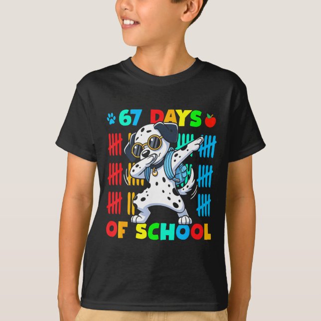 Camiseta Happy 67 Days School Cute Dog 67 Days Smarter Stud (Anverso)