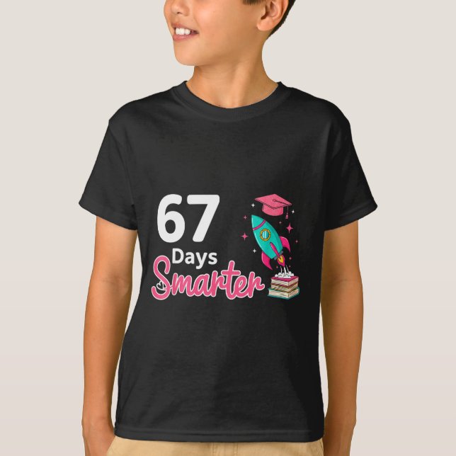 Camiseta Happy 67 Days Smarter School Student Teacher Kids  (Anverso)