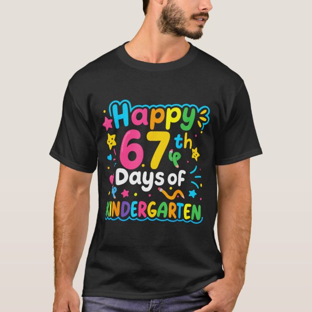 Camiseta Happy 67th Day Of Kindergarten School Meme 67 Kids (Anverso)