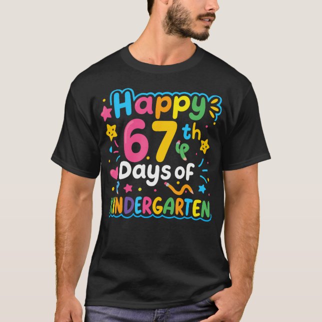 Camiseta Happy 67Th Day Of Kindergarten School Meme 67 Kids (Anverso)