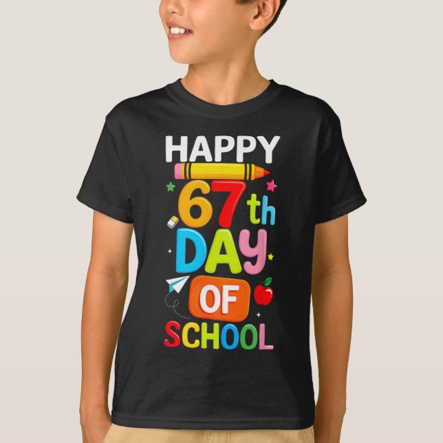 Camiseta Happy 67th Day Of School Teacher Kids Six Seven 6  (Anverso)