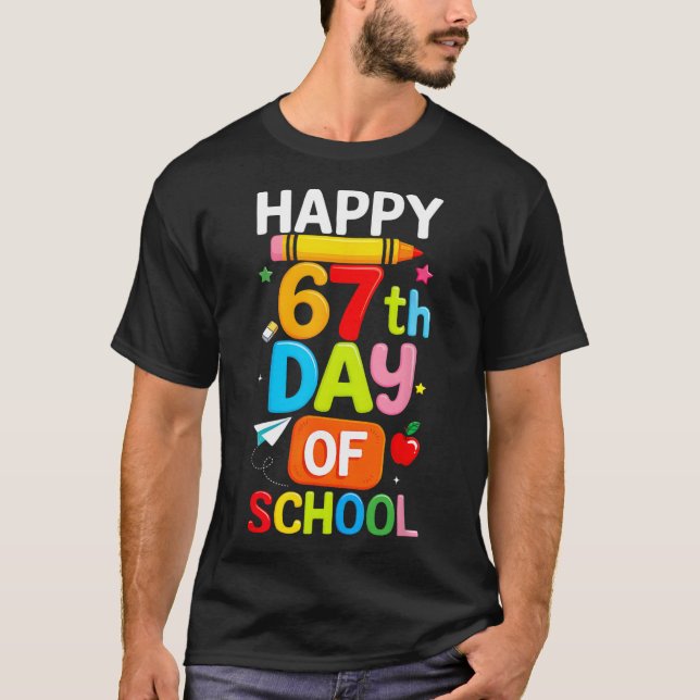 Camiseta Happy 67th Day Of School Teacher Kids Six Seven 6  (Anverso)