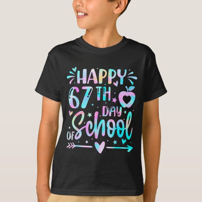 Camiseta Happy 67th Day Of School Tie Dye Rainbow 67 Days S (Anverso)