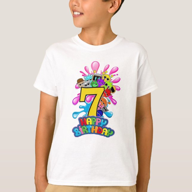 Camiseta Happy 7th Birthday Sprunki - Simon Funbot Oren (Anverso)