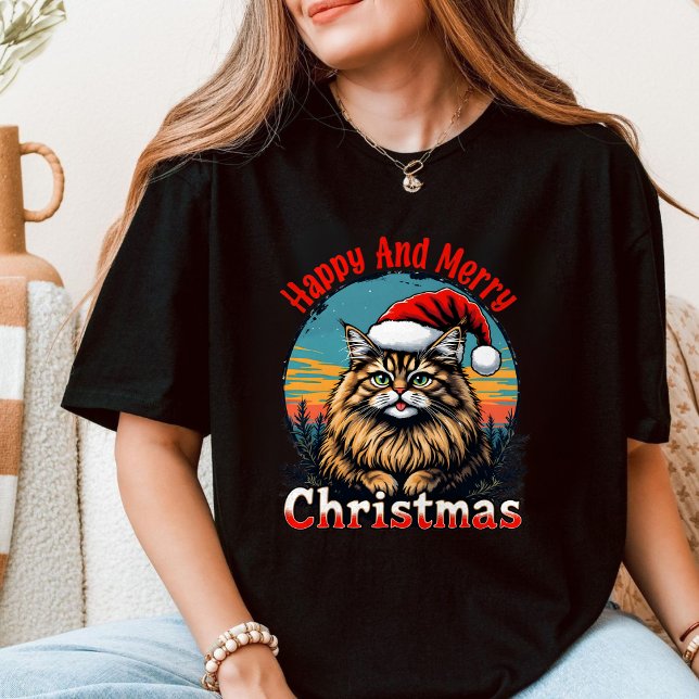 Camiseta Happy And Merry Christmas - Cute Cat (Subido por el creador)