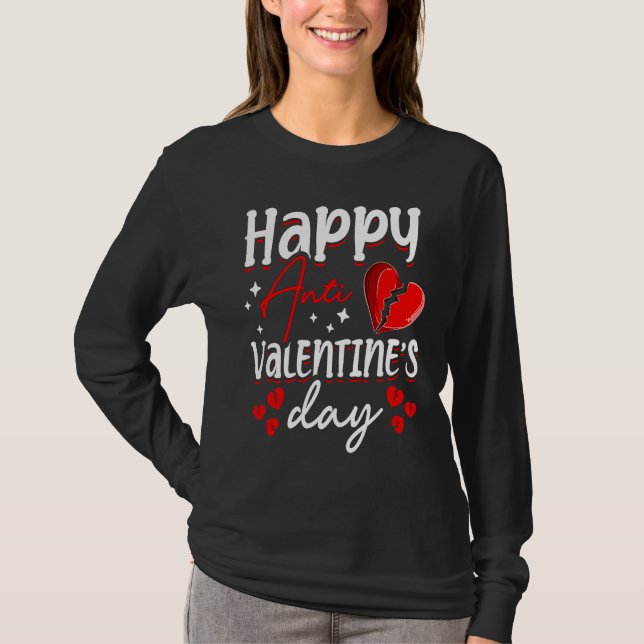 Camiseta Happy Anti Valentine's Day Haters Heart Broken Sin (Anverso)
