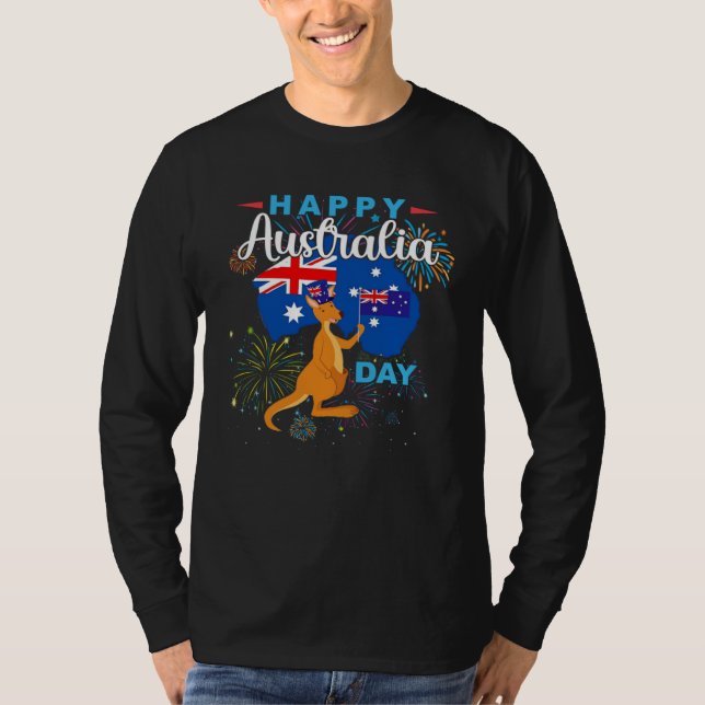 Camiseta Happy Australia Day Kangaroo Australia Flag Down U (Anverso)