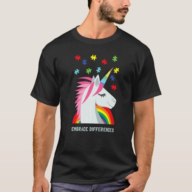 Camiseta Happy Autism Awareness Women Youth Men Unicorn Puz (Anverso)