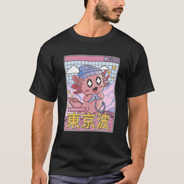Camiseta Happy Axolotl Gaming Vaporwave Aesthetic Kawaii Ga (Anverso)