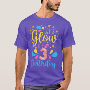 Camiseta Happy Bday Funny Let's Glow Party It's My 3rd Birt