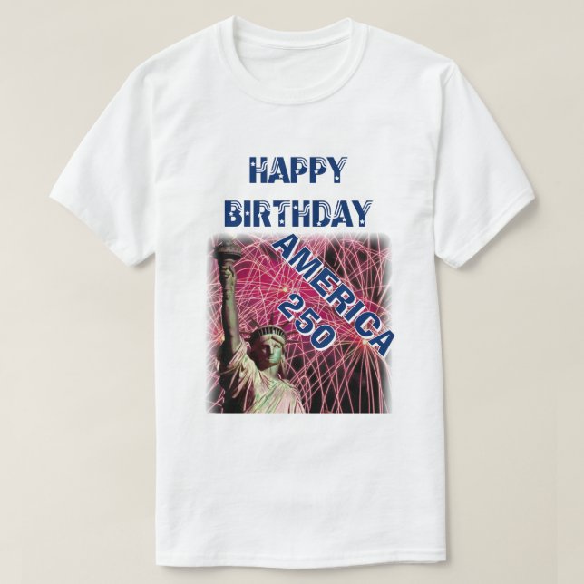 Camiseta Happy Birthday America 250 Stars Stripes Blue  (Diseño del anverso)