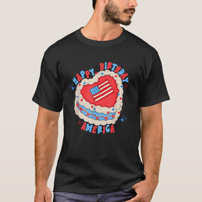 Camiseta Happy Birthday America Birthday Cake 4th Of July U (Anverso)