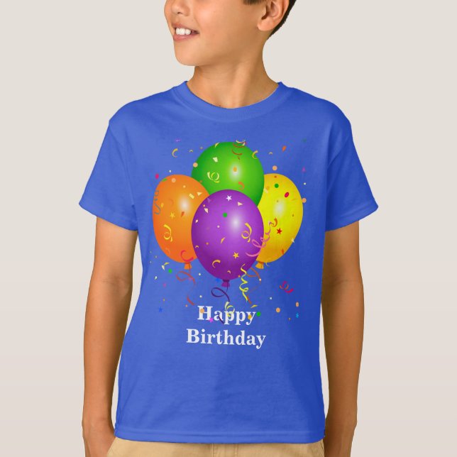 Camiseta "Happy Birthday," Celebration Balloons (Anverso)
