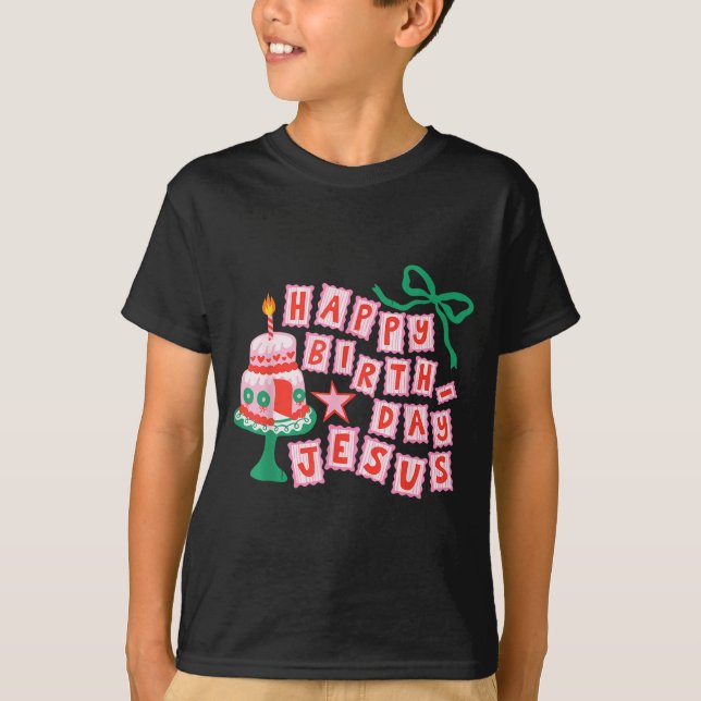 Camiseta Happy Birthday Christian Jesus Christmas Preppy Bd (Anverso)