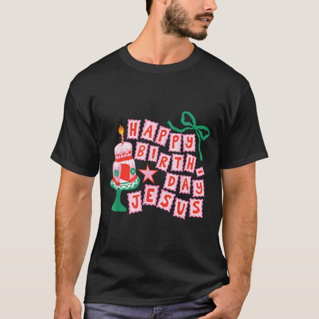 Camiseta Happy Birthday Christian Jesus Christmas Preppy Bd (Anverso)