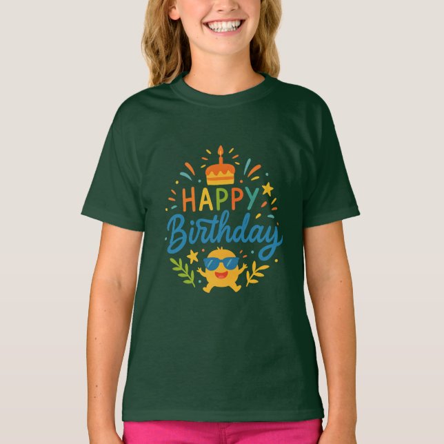 Camiseta Happy Birthday Cute Sunshine Girls' Basic T-Shirt (Anverso)