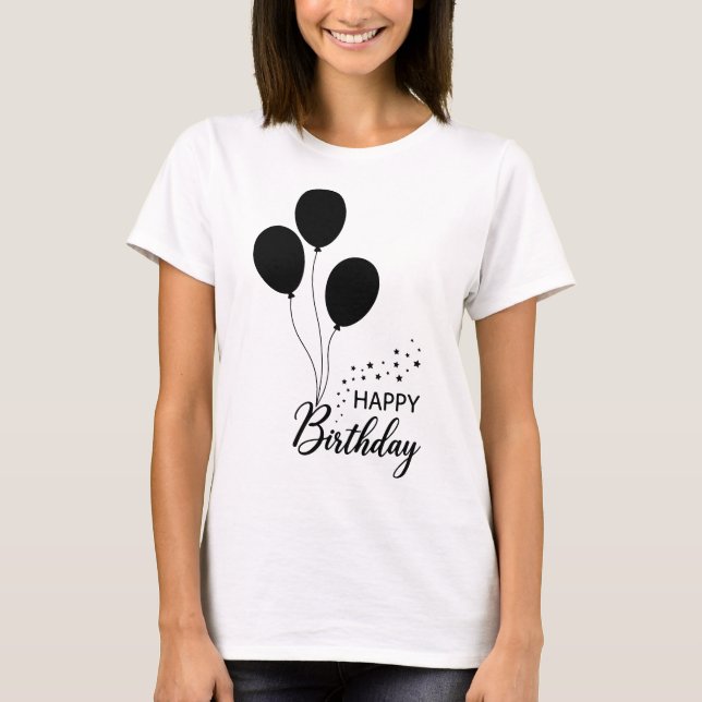 Camiseta Happy Birthday Modern Typography Stylish Birthday  (Anverso)