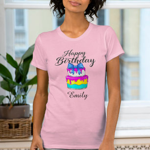 Camiseta Happy birthday shirt cake, Personalized 