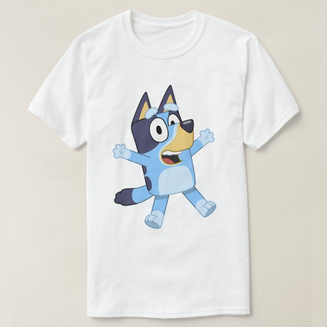 Camiseta Happy Blue Dog Jumping (Diseño del anverso)