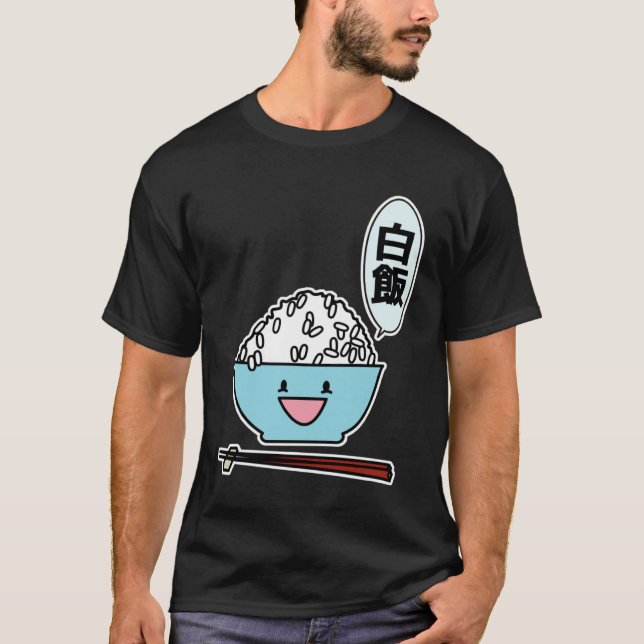 Camiseta Happy bowl of white rice chopsticks carbs Chinese (Anverso)