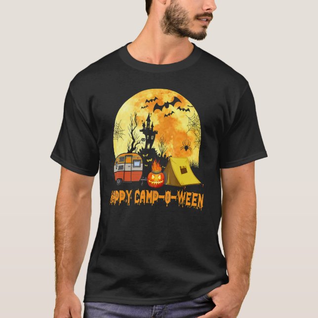 Camiseta Happy Camp O Ween Camper Halloween Camping Hallowe (Anverso)
