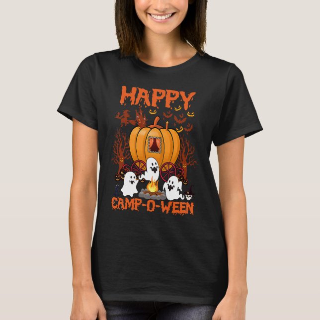 Camiseta Happy Camp O Ween Halloween Camping Camper (Anverso)